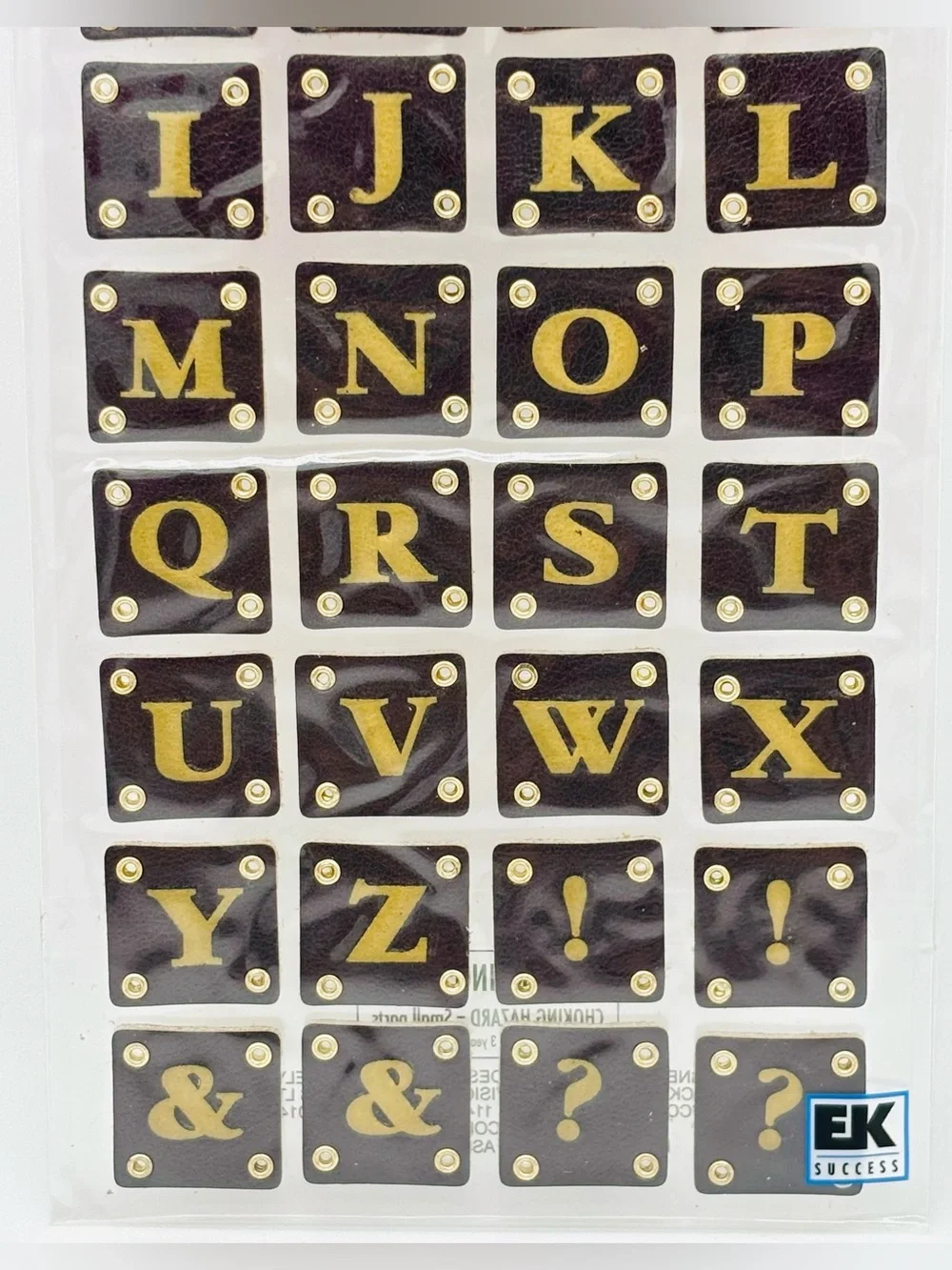 Sticko Inspirables Leather Alphabet Stickers Brown SPIN027 EK Success Scrapbook